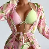 Ny baddräkt Sexig bikini täcker tre stycken med kontrasterande färgdelade kvinnors baddräktbikini