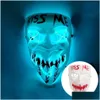 Feestmaskers gloeiende kus me grie face masker halloween decoraties gloedcosplay coser pvc led bliksem dames mannen kostuums home drop del dh61k