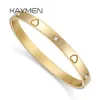 Kaymen Real 316 Rostfritt stål Kärlek Friendship Bangle Cuff Armband för kvinnor Män unisex Uttalande 3300 240410