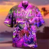 Erkekler Sıradan Gömlek Hawaii 3d Plajı Balo Baskı Kısa Kollu Küba Gömlek Tatil Partisi Giyim Vintage Adam Büyük Boy Giysileri