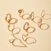 Cluster Rings 9pcs/sets Bohemian Wave Sun Ring Sets For Women Clear Crystal Stone Letter V Geometric Joint Jewelry Anillo 15120