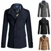 Men's Trench Coats Double Breasted Woolen Overcoat Mens British Style Fashion Slim Windbreaker Jacket Solid Casual Business Stand Collar