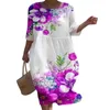 Abiti casual abito stampa floreale in stile vacanza bohémien midi da donna con maniche a mezze fiore sciolte silhouette a-line per