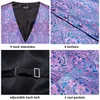 Свадебные фиолетовые шелковые мужские жилет Paisley Slim Fit Heartie Hankerchief заполотки, набор мужского рукавов V-образной племенной вечеринки Hi-Tie 240428