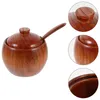 Ensembles de vaisselle de cuisine Jar contenant condiment condiment restaurant assaisonnant la cuillère résistante à la poussière Pottes de sel Gadgets Wood avec shaker
