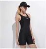 Women's Swimwear Sports swimsuit Womens one-piece boxer shorts with conservative belly covering slim fit small chest hot spring sports swimsuit d240429