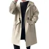 Herren-Trenchmäntel Männer Tie-t-waist Windbreaker Stilvoller Kapuzenmantel mit großen Taschen Reißverschluss Windschutz Streetwear Jacke für