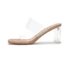 Talltor 2024 Summer Women High Heel Brand Design PVC Transparent Mjuka bekväma bilder Sandaler Damer Peep Toe Beach