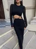 Vestidos informales Habris Sexy Black Hollow Out Long Dress Party Evening Fit For Women 2024 Fall manga Maxi Fodycon Patchwork