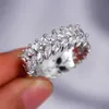 Band Rings Luxury Womens White Leaf Crystal Jewelry Gold Rose e Silver Engagement Rchart Bridal Zircon Ring J240429