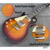 Strumpa! Left Hand Electric Guitar Solid Flame Maple Board Top HH Chrome Cover Picups and Parts Liten Pin Bridge Bone Nut Satin Färdig