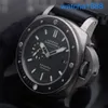 Montre la bracelet de marque panerai série submersible 44 mm sport noir lueur noire dans le caoutchouc imperméable foncé affichage de luxe de luxe bancaire noir disque de disque noir pam00389