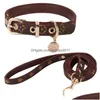 Colliers de chien Leashes Fashipn Harness and Set Soft Adjudable Leather Classic Classic Pet Collar LEASH SELS POUR LES SMALS DOGS CHIHUAHUA DHFBI