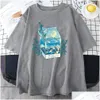 Men'S Casual Shirts Milk Box Molight Waves Prints Man Cott Clothing Creativity Crewneck T-Shirts All-Math Breathable Mens Short Sleev Dhnap