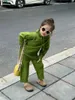 Vêtements Enfants Enfants Tops mignons Automne Hiver Girls Vêtements Fashion Trilling Pullover Green Sweater tricot Pantalon Loose