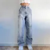 Jeans femininos waatfaak harajuku bolsos de retalhos cargo y2k azul escuro Cantura alta rua 90