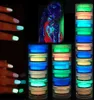 6 kolorów świeci w ciemnym paznokcie w proszku rzeźba akrylowa kryształowy neon florescencyjny zanurzanie świetliste proszek 6pcsset1301522