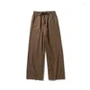 Pantalon masculin 2024 automne / hiver vintage grand lin en lin chinois de style chinois rayures décontractées la jambe large