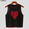 Men tanks tops de retalhos de retalhos o-pescoço sem mangas streetwear fitness colheita casual tops sexy unissex moda coletes homens s-5xl incerun 7 240428