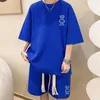 Tracksuits t-shirt shorts voor heren set elastische taille oversized o nek mannen zomer tracksuit tweedelig pak top dagelijkse kledingstuk