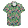 Camisas casuales para hombres para hombres estampado de verano helo suelto seda playa manga corta estilo hawaiano surf camiseta seca