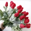 Dekorativa blommor 10-pack konstgjord verklig touch rosen fuktgivande knopp falsk heminredning bröllopsfest evenemang blommor arrangemang bukett