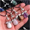 Charms Natural Stone Rose Quartz Tiger Eye Amethyst Angels Крылья подвеска для ювелирных изделий для ювелирных изделий для колье с ключом аксессуары Dro Dhgarden DH3TR