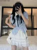 Arbeitskleider japanische Kawaii süßer weißer Minirocksets Frauen elegante Spitze schlank zweiteiler Vintage Chic Blue Shirt und Kuchen