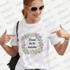 Magliette da donna ragazza francese Girl Bridal Wedding Team T-shirt Bachelorette Hen Party Tops Women Short Shorted Flower Crown Y2K Graphic EVJF EVJF