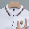 Brand 2024 Summer Mens Cotton Short Short Shinded Stamping Stamping Shirt Shirt Luxury Business T-shirt Casual Lapel Top 240428