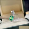 Wedding Rings Ins Simple Fashion Jewelry 925 Sterling Sier Water Drop Emerald Cz Diamond Gemstones Party Eternity Women Open Adjusab Dhlov