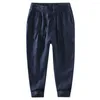 Herrbyxor Ladiguard 2024 Standficka Casual Linen Mens Botten Solid Elastic Midje Trusare Plus Size Mode Sweatpants