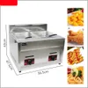 Commercial Gas Fryer 6lx2 Deep Rostfri Steel Machine Två tankar Double Sieve Chicken/French Kitchen Restaurant Food 0429