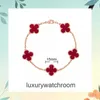 Bijoux haut de gamme Bracelets Vancleff pour femmes Collier Collier High Five Flower Bracelet avec agate rouge diamant et collier de fritillaria blanc Collier Original 1: 1