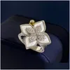 Bandringen merk luxe klaver designer voor dames meisjes zoete 4 blad bloem 18k goud glanzende kristal diamanten liefde ring feestje bruiloft dhqyd