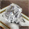 Autres accessoires Luxury Big Diamond Rings Fashion Fashion Fonction Oval Zircon Ring Jewelry Wedding Engagement pour les épreuves de livraison des femmes DHI0C