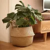 Planters POTS Vävt smutsiga förvaring Tång erarbete rotting hängande blomkruka växtarrangör trädgårdsverktygshållare Q240429