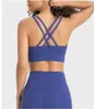 Outfit da yoga femminile Supporto medio di energia Longline BRA Sude-traspirante Bras a croce di allenamento traspirante con tazze rimovibili