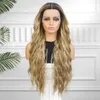 Синтетические парики Charmsource кружев передний парик коричневый Umbrey Blonde Synthetic Long Curly с темными корнями, подходящими для женской ежедневной ролевой ролевой ролевой игры Q240427