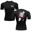 Camisetas camisetas baki compressão de compressão de impressão masculina exercício de ginástica fitness executando camiseta de manga curta curta camiseta rápida esportes de secagem