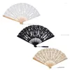 Dekorativa figurer 5st/Lot Manual Fan Cotton Folding Hand Party Wedding Decoration Kvinnlig semester Propvalentinsdag gåva