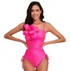 Asciugatura rapida Swimsuit da bagno da bagno femminile Nylon Glossy Solid Solid Colore Trivamensionale Fiore 240416