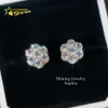 TOP VERKOOP Bloemontwerp 10k vast geelgouden Iced Out Luxury VVS Moissanite Stud oorbellen Hip Hop EarringDesigner sieraden