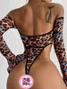 Modello leopardo femminile europeo e americano Sexy Women Maniche a maniche lunghe dalla tuta per spalla Fun Stim Women's Fun Werewwear N0057