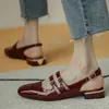 Women Sandals Summer Shoes Flats Flats Double Buckle Mary Janes Shoes Patent Leather Brate Shoes Back Zapatos Mujer 9278n 240423