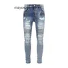 Mens Blue 2024 Amiirii Fashion Jean Purple Demin 2024 Jeans Mens Zippered Slim Fit Aoyk Aoyk