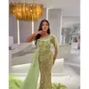 Ebi Sage Mermaid ASO Abschlussball Kleid Perlen durch Abend formelle Party zweite Rezeption der Geburtstagsverlobungskleider Kleider Robe de Soiree zj es