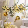 Decorative Flowers Artificial Glitter Olive Leaves Gold Fake Plant Decorations DIY Christmas Tree Wreath Wedding Party Year Ornament