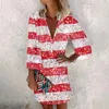 Swobodne sukienki dla kobiet v szyja trzy ćwierć rękawowe guziki Sundress elegancka modna sukienka z szczątko typu vestidos midi