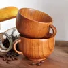 Mugs Wooden large belly cup Japanese style milk water cup with handle beer coffee milk tea cup handmade natural kitchen bar beverage cup J240428
